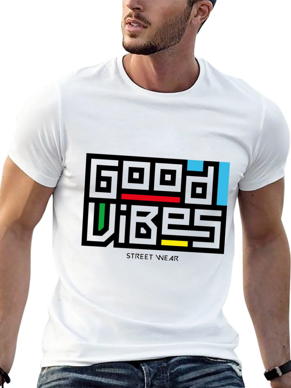 Good Vibes Graphic Print Black T-Shirt