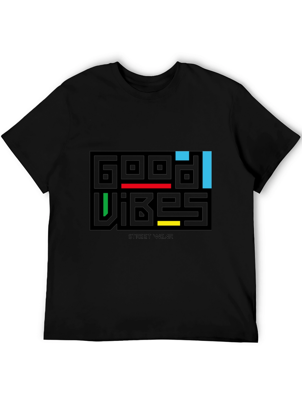 Good Vibes Graphic Print Black T-Shirt