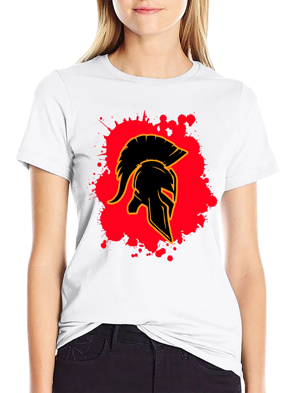 Spartan Helmet Graphic Tee - Black Cotton Blend