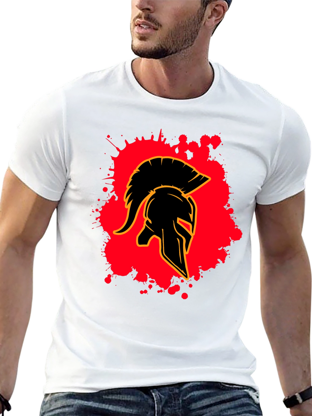 Spartan Helmet Graphic Tee - Black Cotton Blend