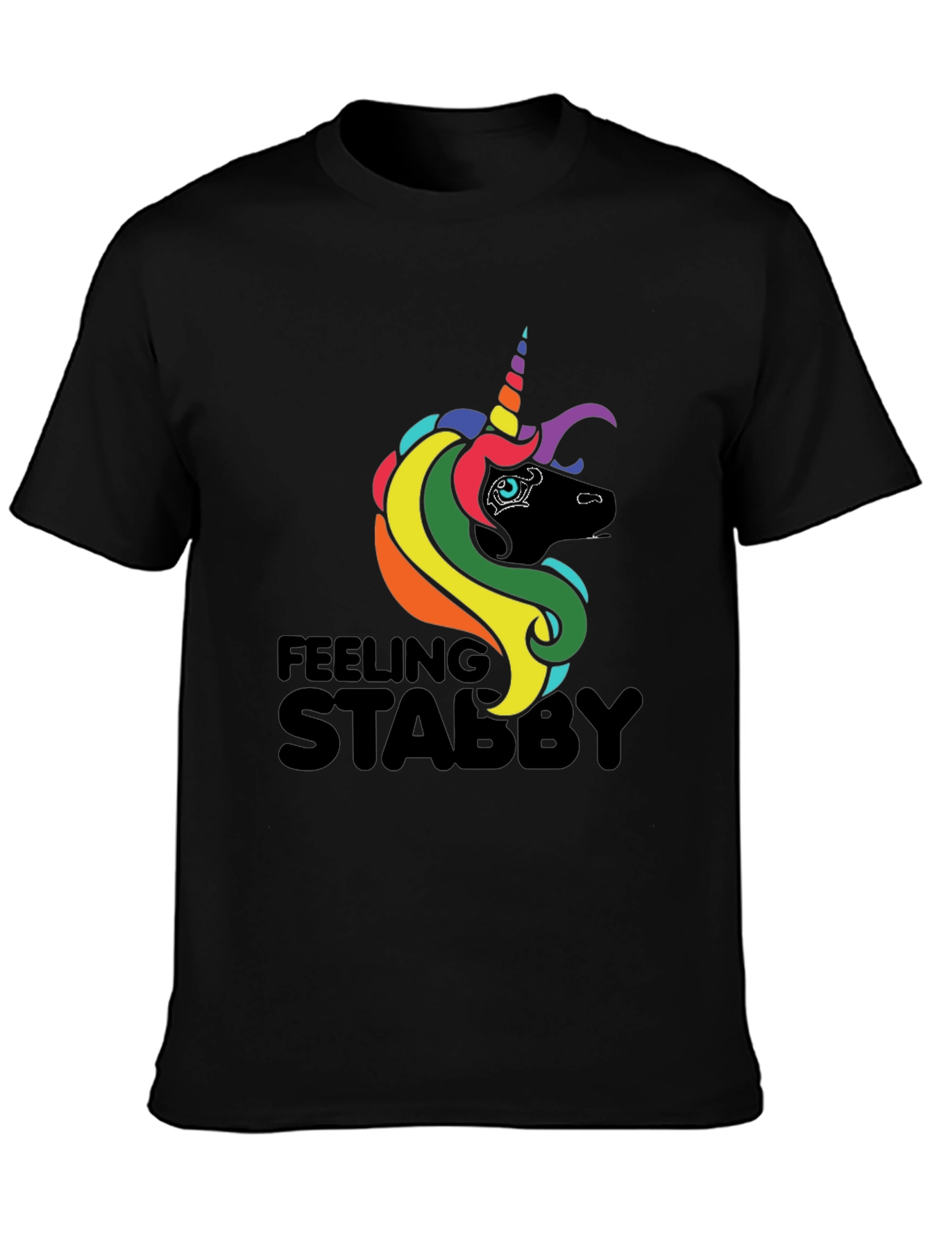 Feeling Stabby Unicorn Black T-Shirt