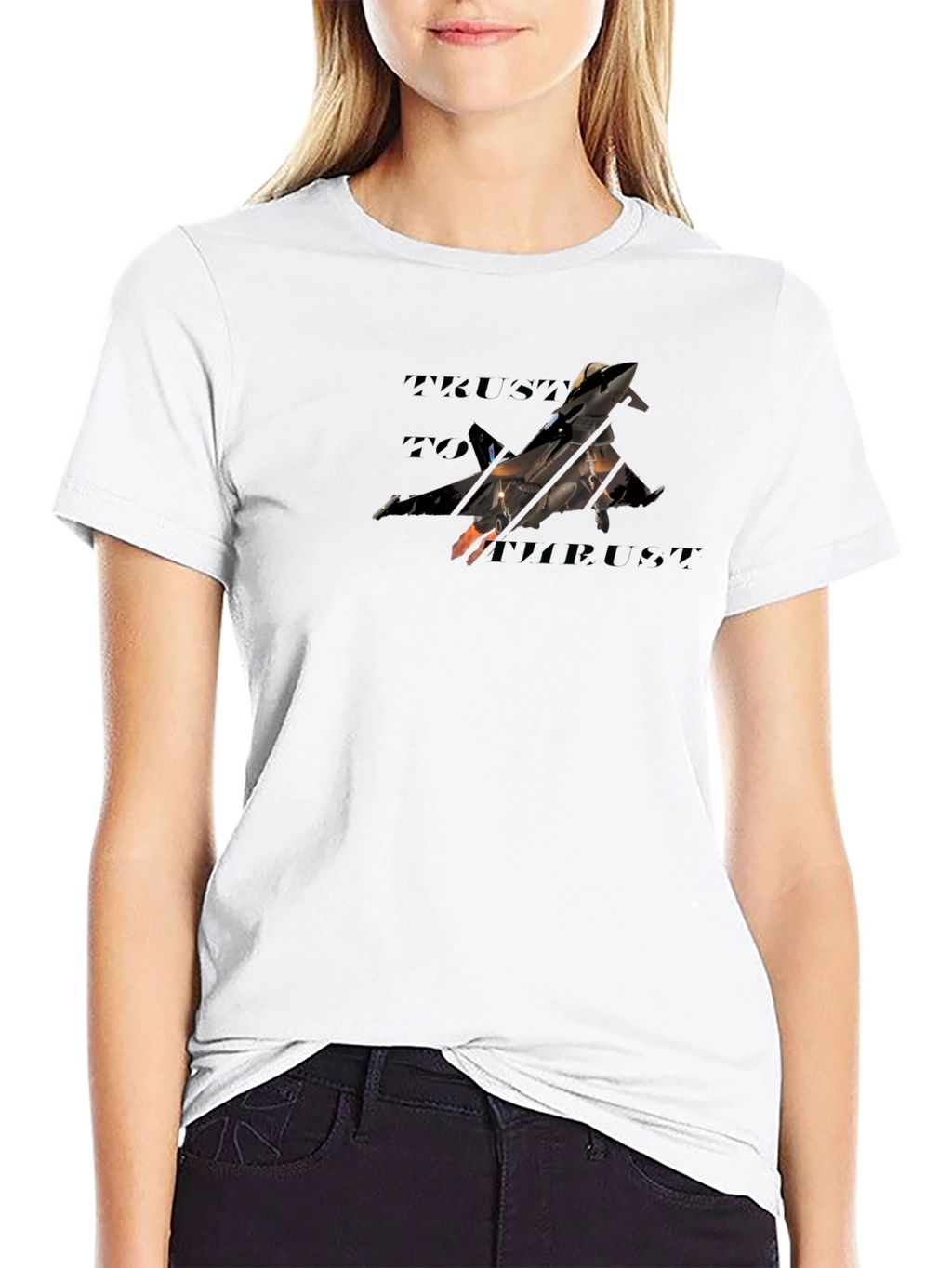 Trust The Thrust Black T-Shirt Jet Fighter Graphic Tee