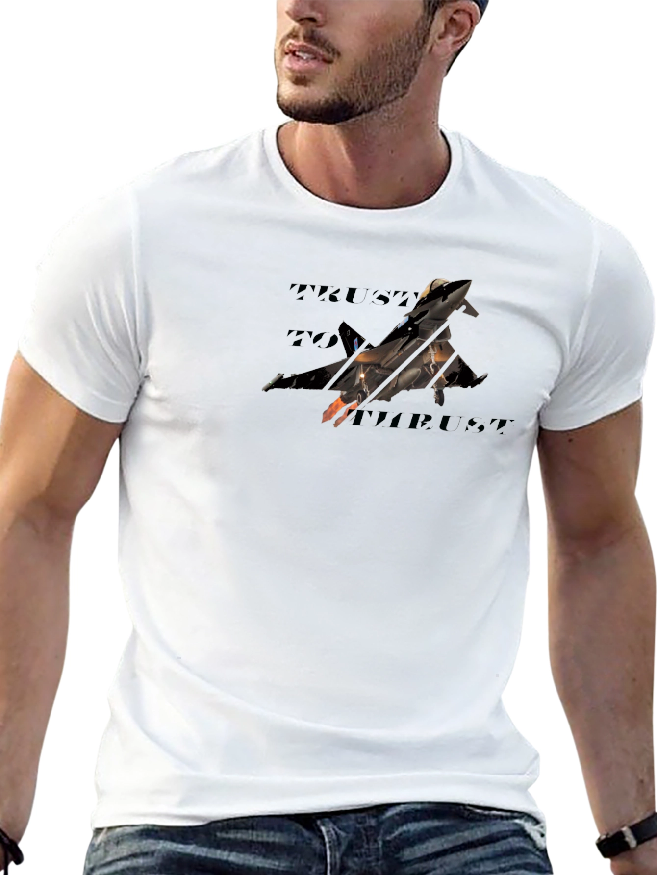 Trust The Thrust Black T-Shirt Jet Fighter Graphic Tee