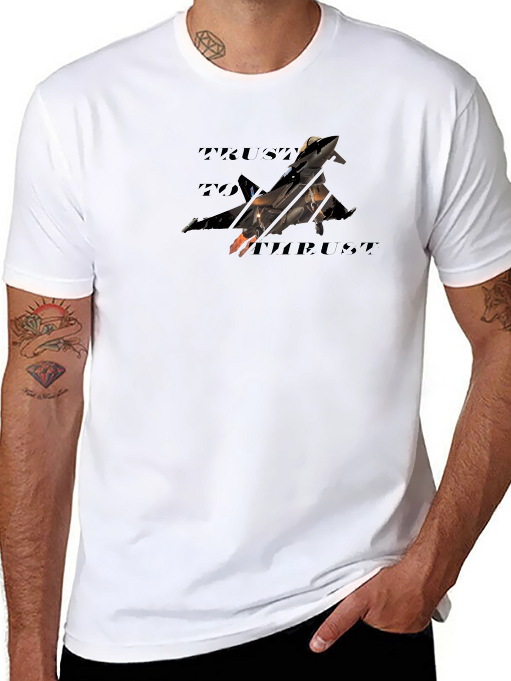 Trust The Thrust Black T-Shirt Jet Fighter Graphic Tee