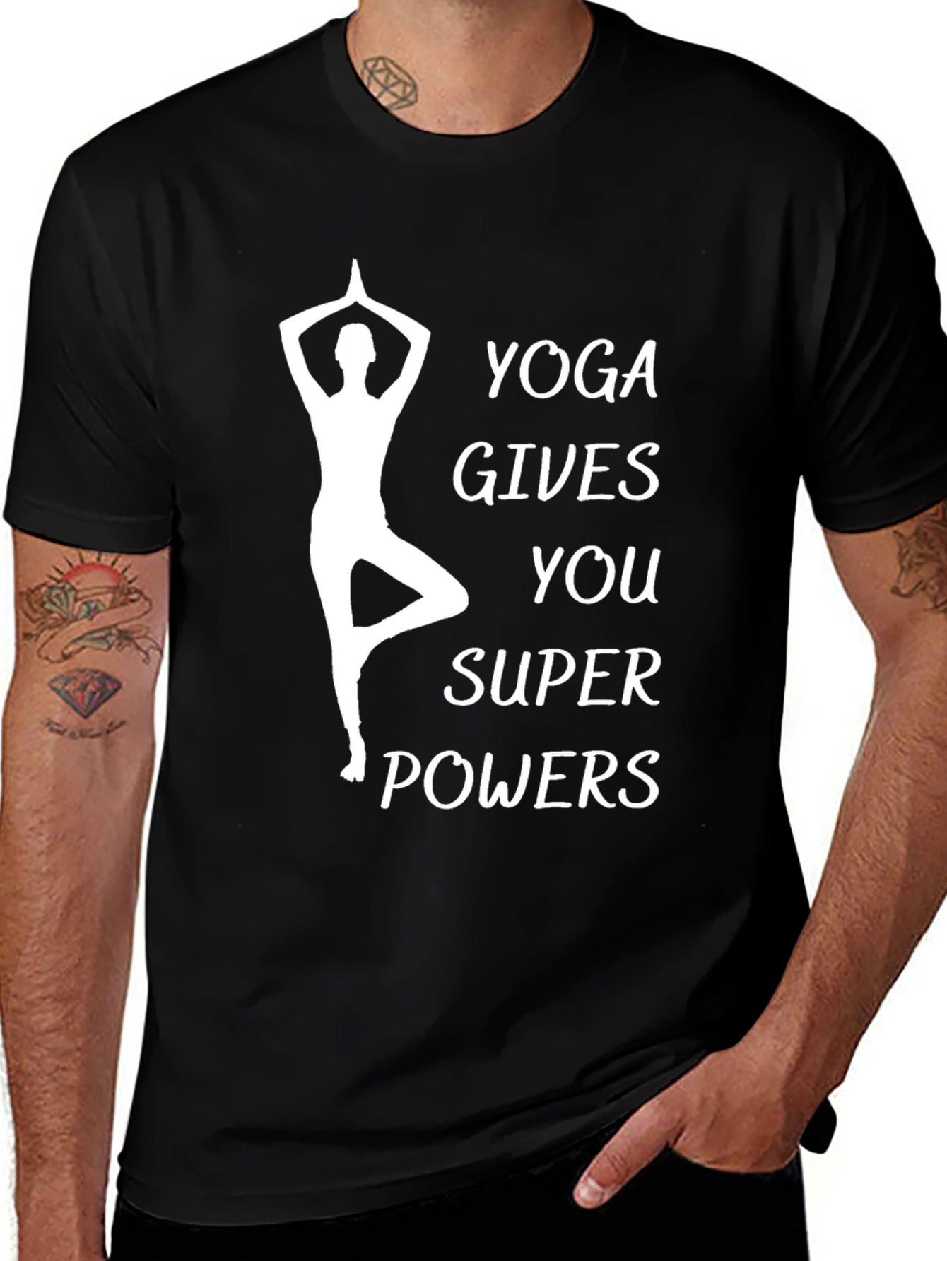 Yoga Gives You Super Powers Black T-Shirt