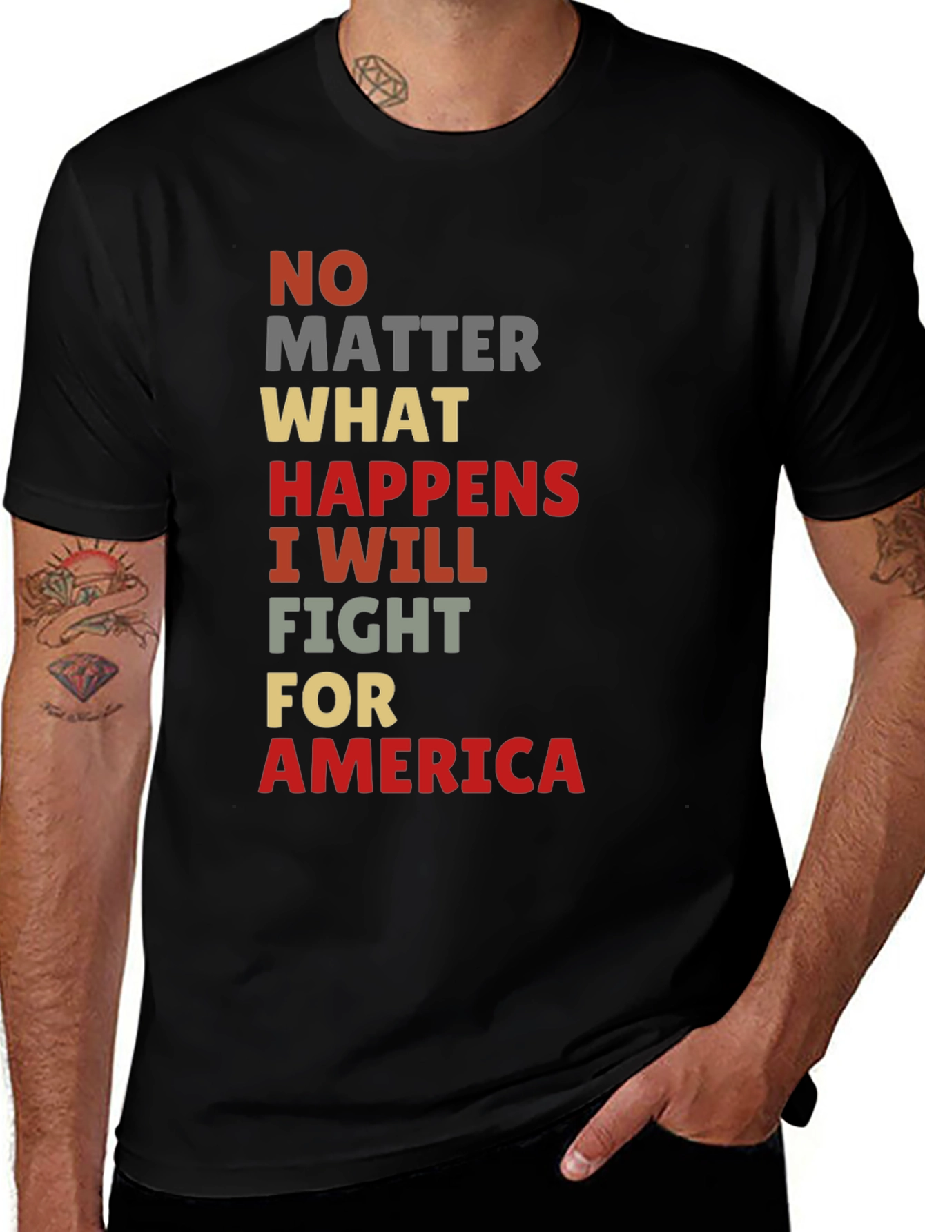 Patriotic Graphic Tee - No Matter What I Will Fight
