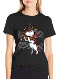 Unicorn Violinist Graphic T-Shirt - Black