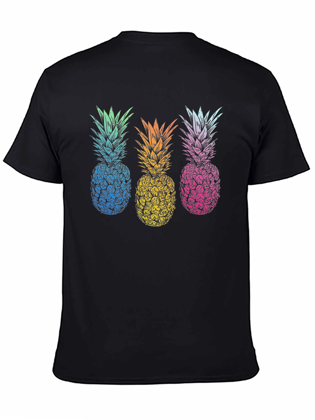 Pineapple T-Shirt Black Tee with Colorful Pineapple Design