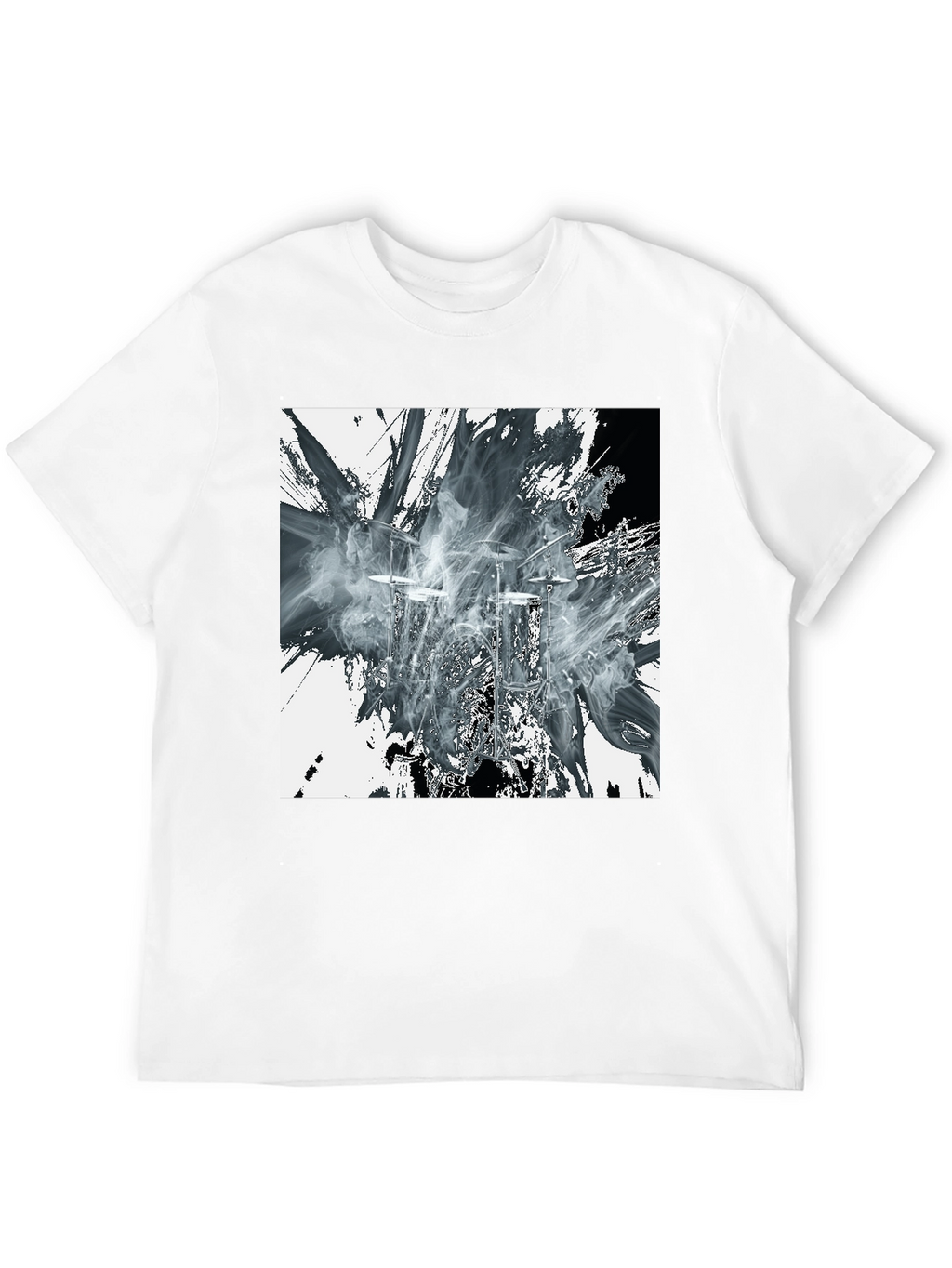 Abstract Drums Graphic Print Black T-Shirt