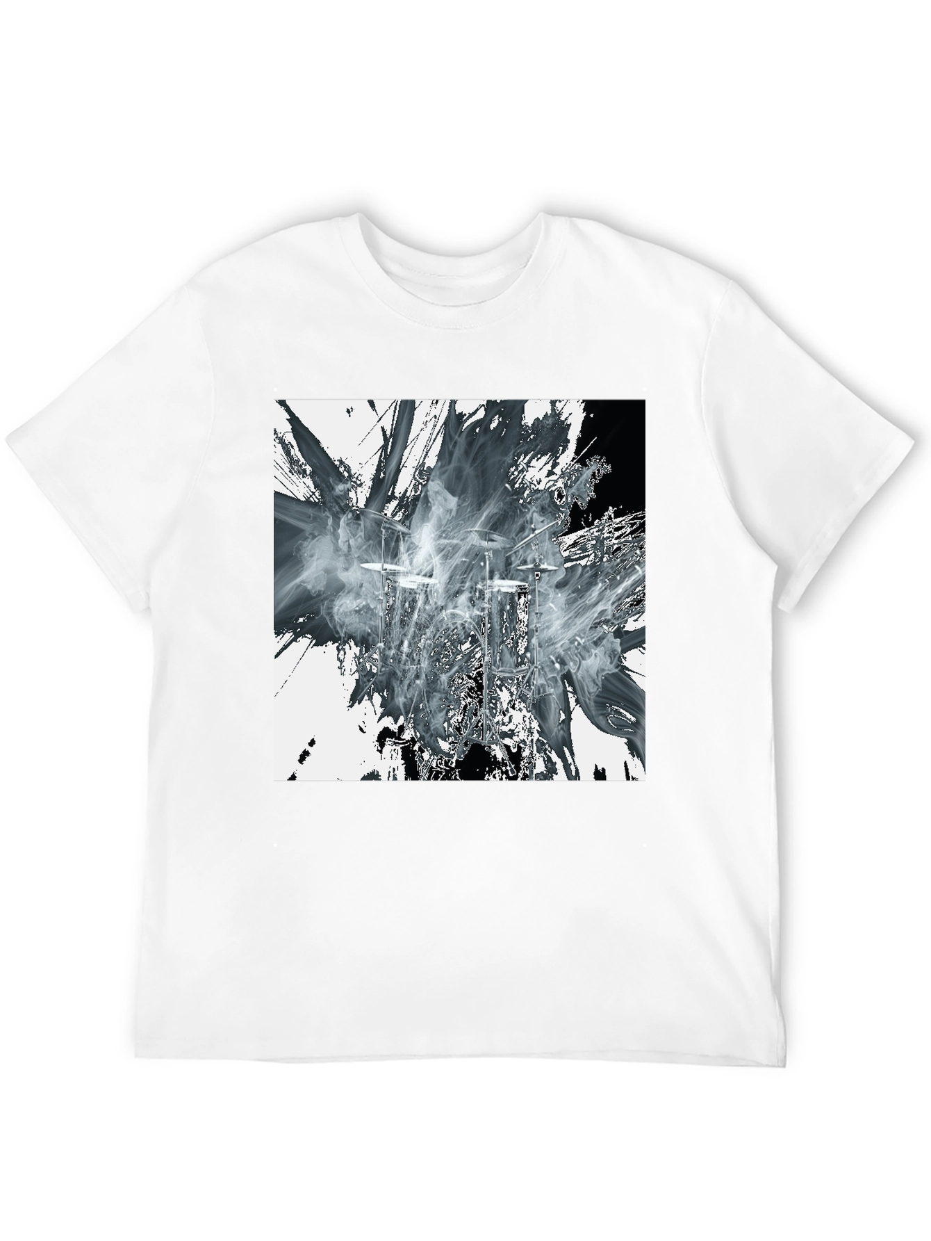 Abstract Drums Graphic Print Black T-Shirt