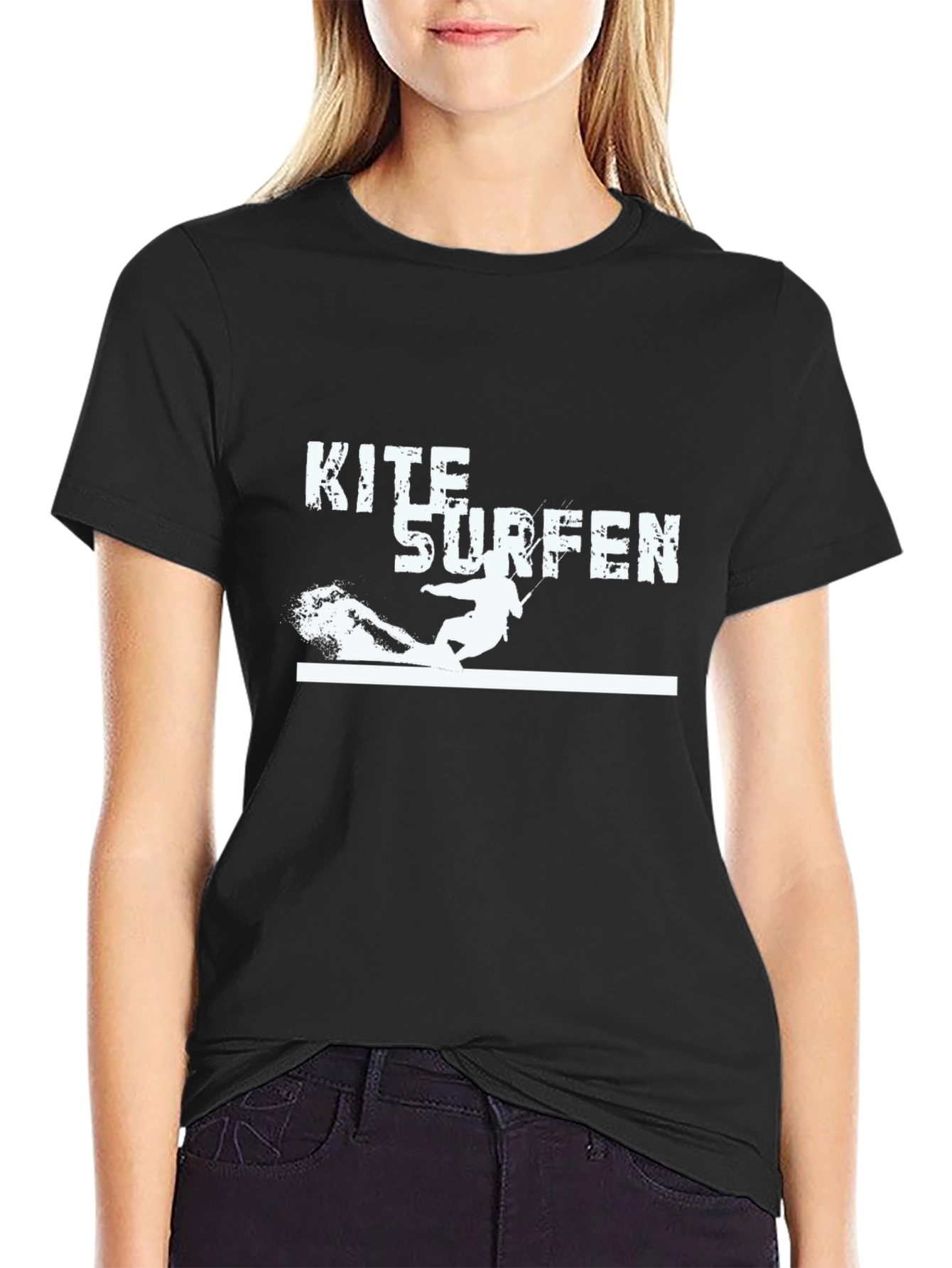 Kite Surfen Black T-Shirt - Water Sports Tee