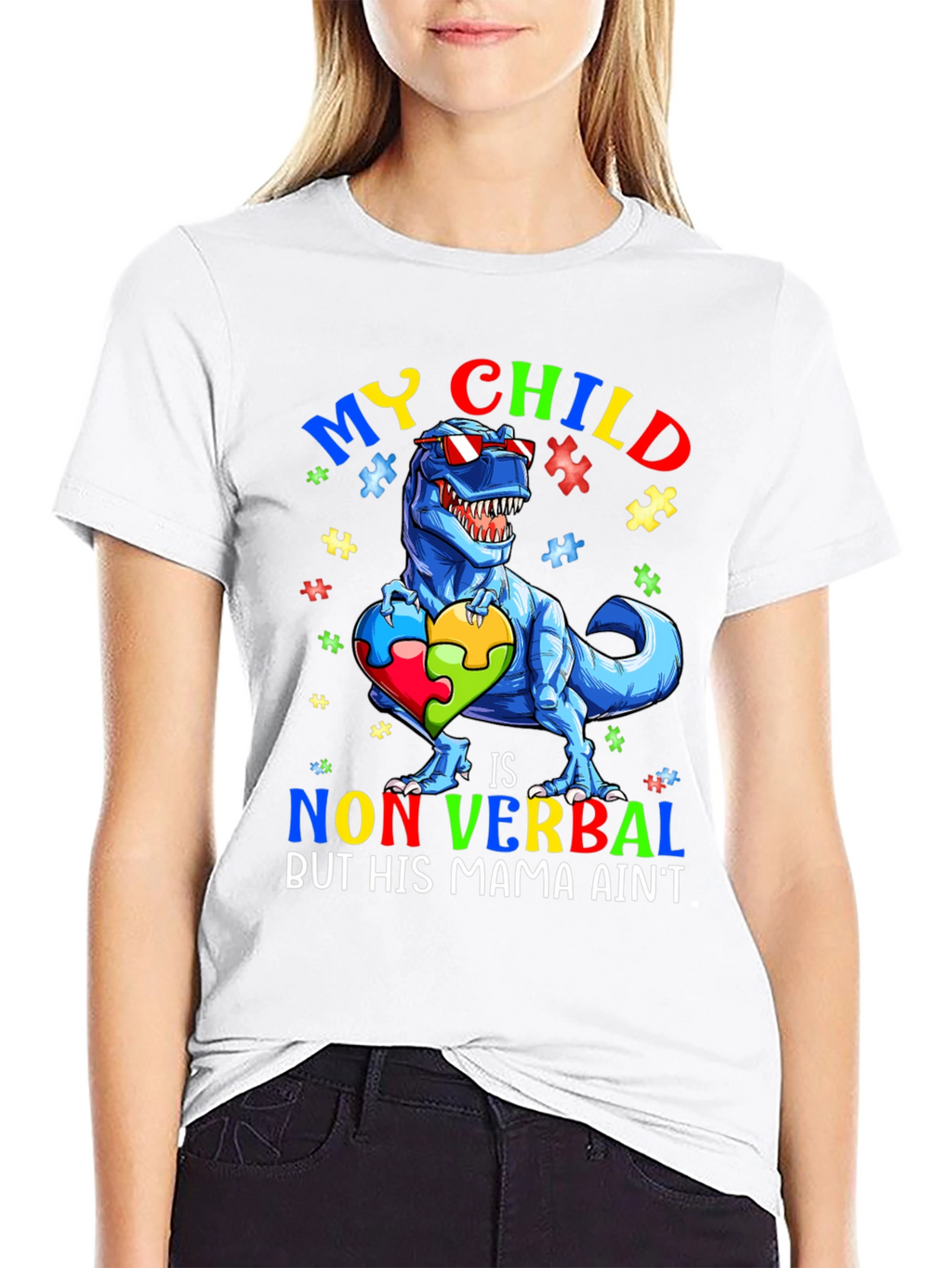 My Child is Non Verbal T-Rex Autism Awareness Tee