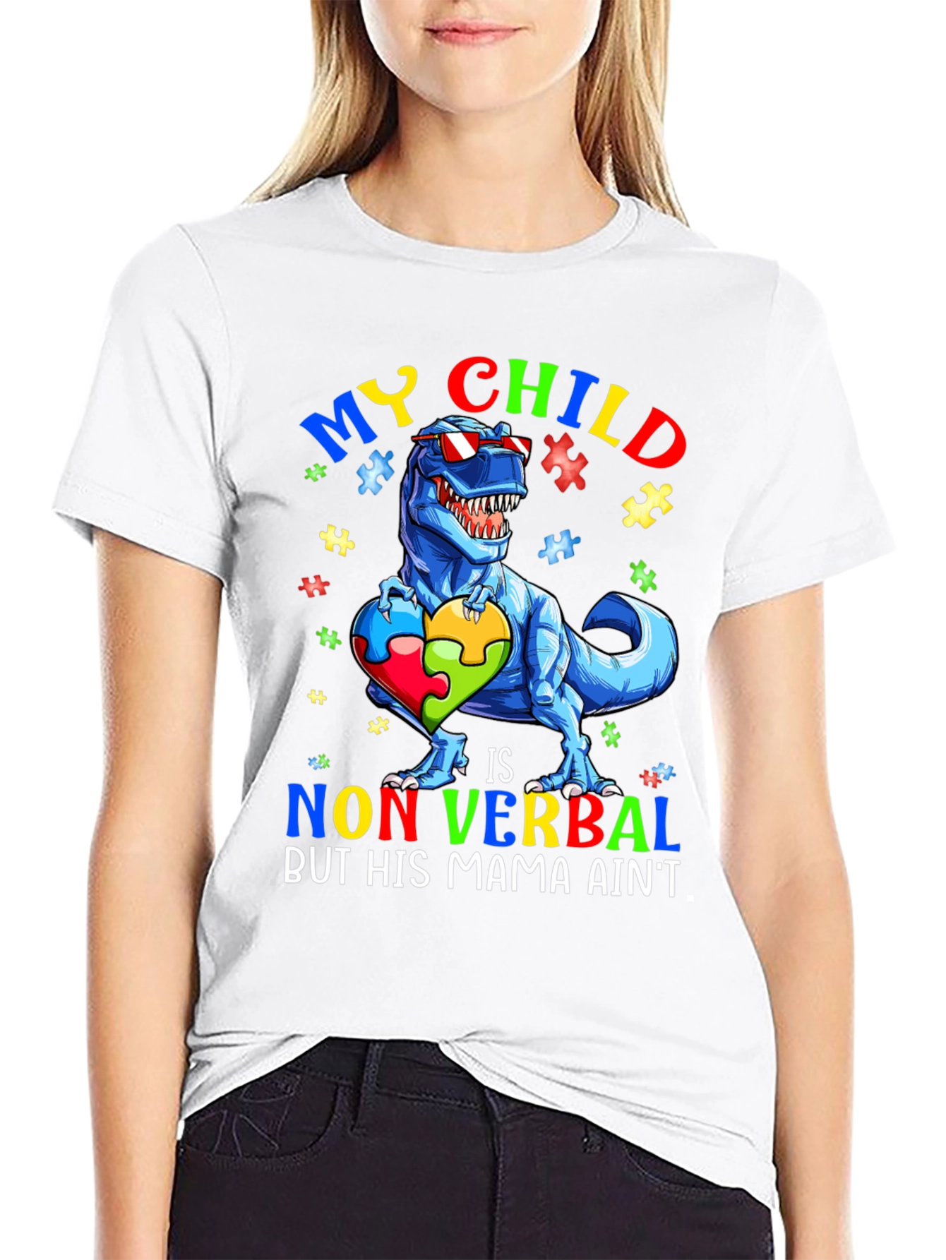 My Child is Non Verbal T-Rex Autism Awareness Tee