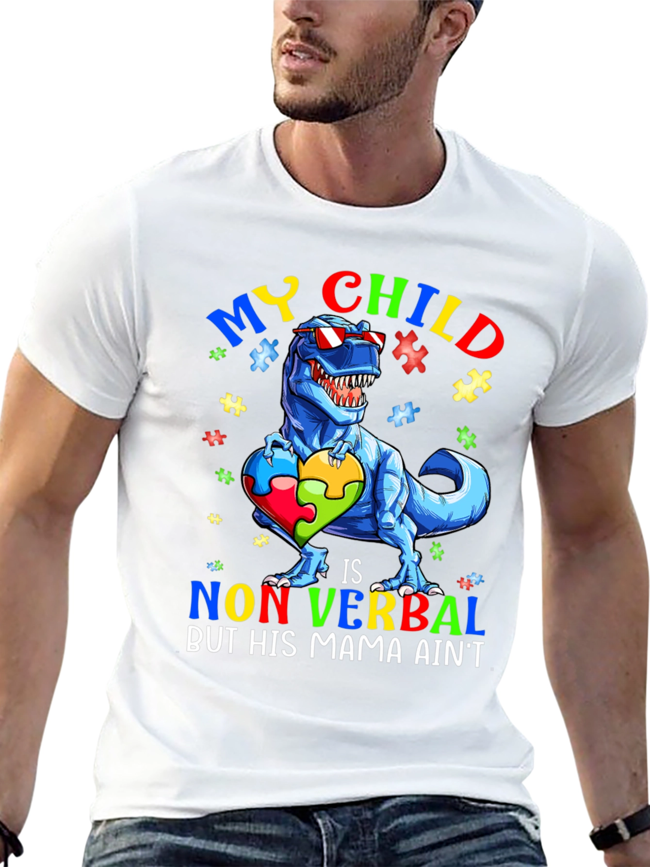 My Child is Non Verbal T-Rex Autism Awareness Tee