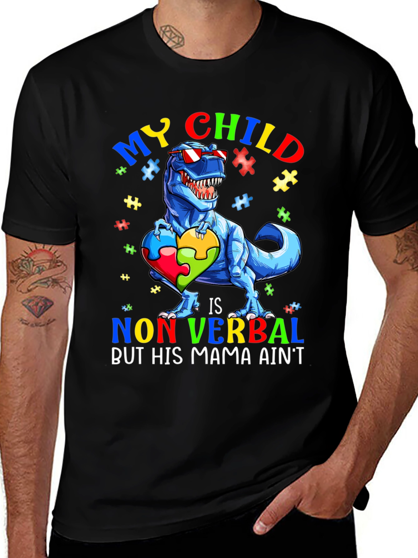 My Child is Non Verbal T-Rex Autism Awareness Tee