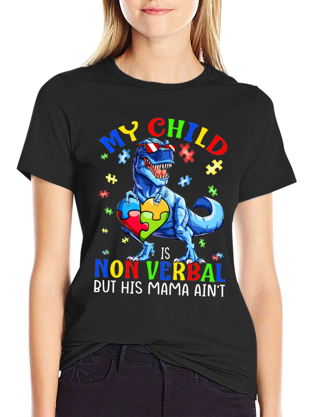 My Child is Non Verbal T-Rex Autism Awareness Tee