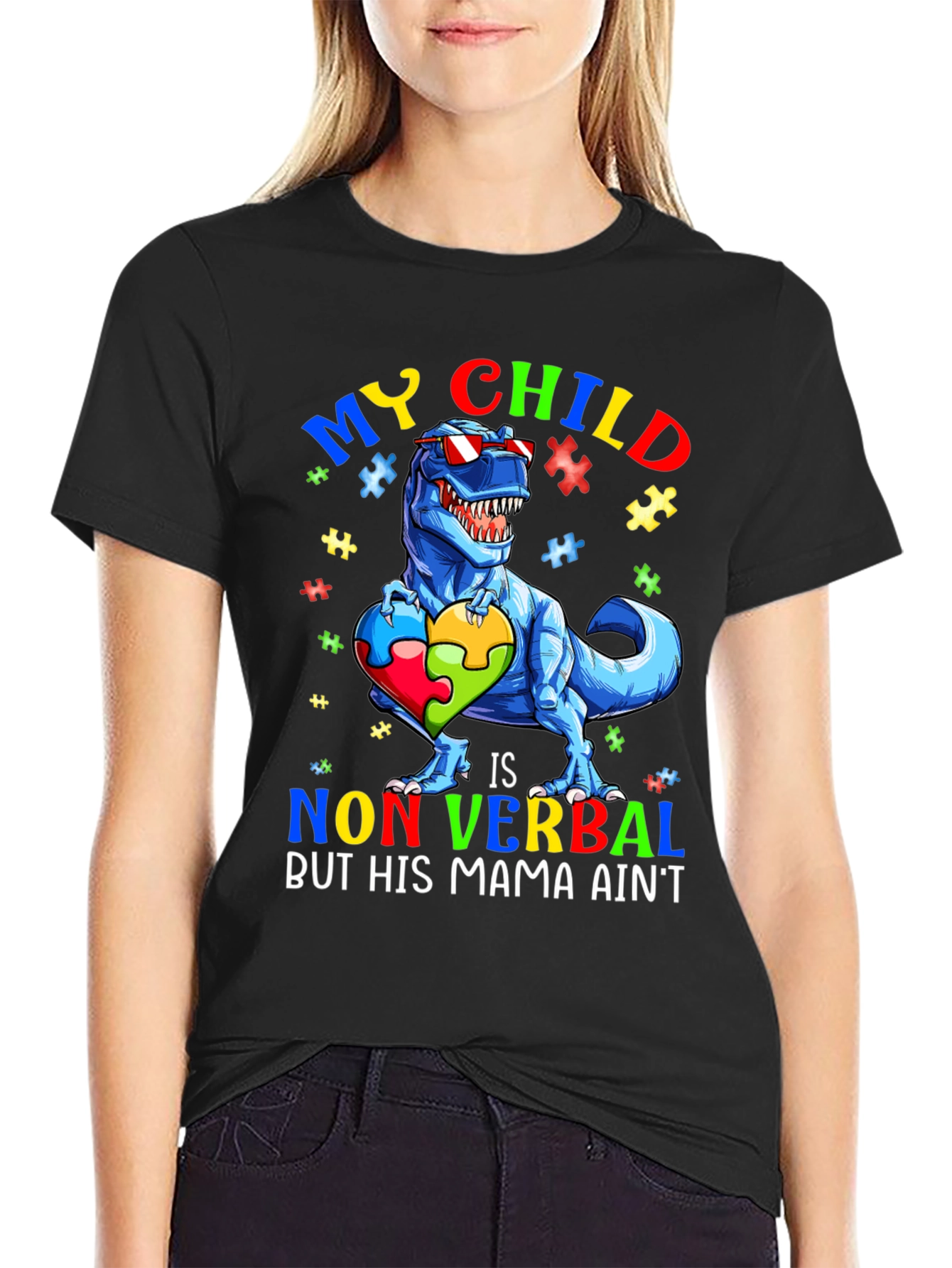My Child is Non Verbal T-Rex Autism Awareness Tee