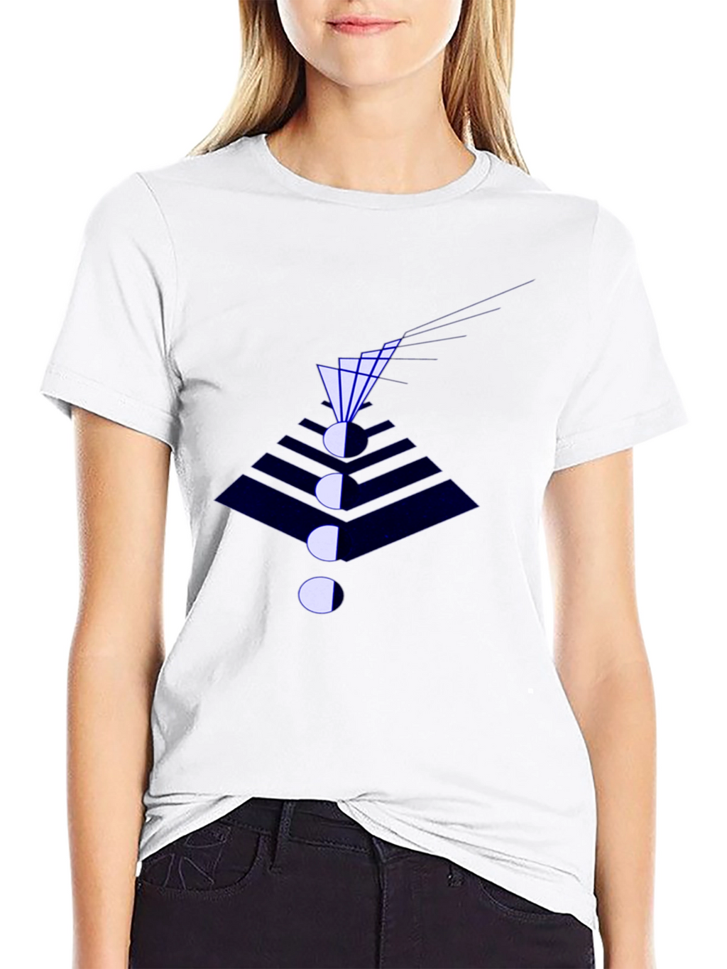 Abstract Geometric Graphic Print Black T-Shirt