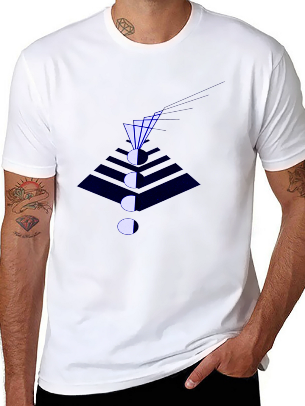 Abstract Geometric Graphic Print Black T-Shirt