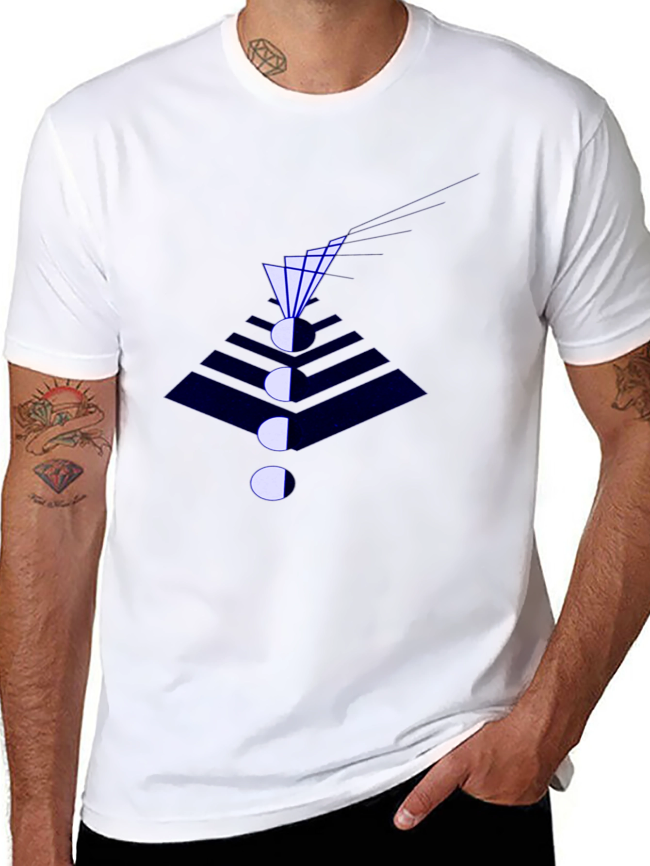 Abstract Geometric Graphic Print Black T-Shirt