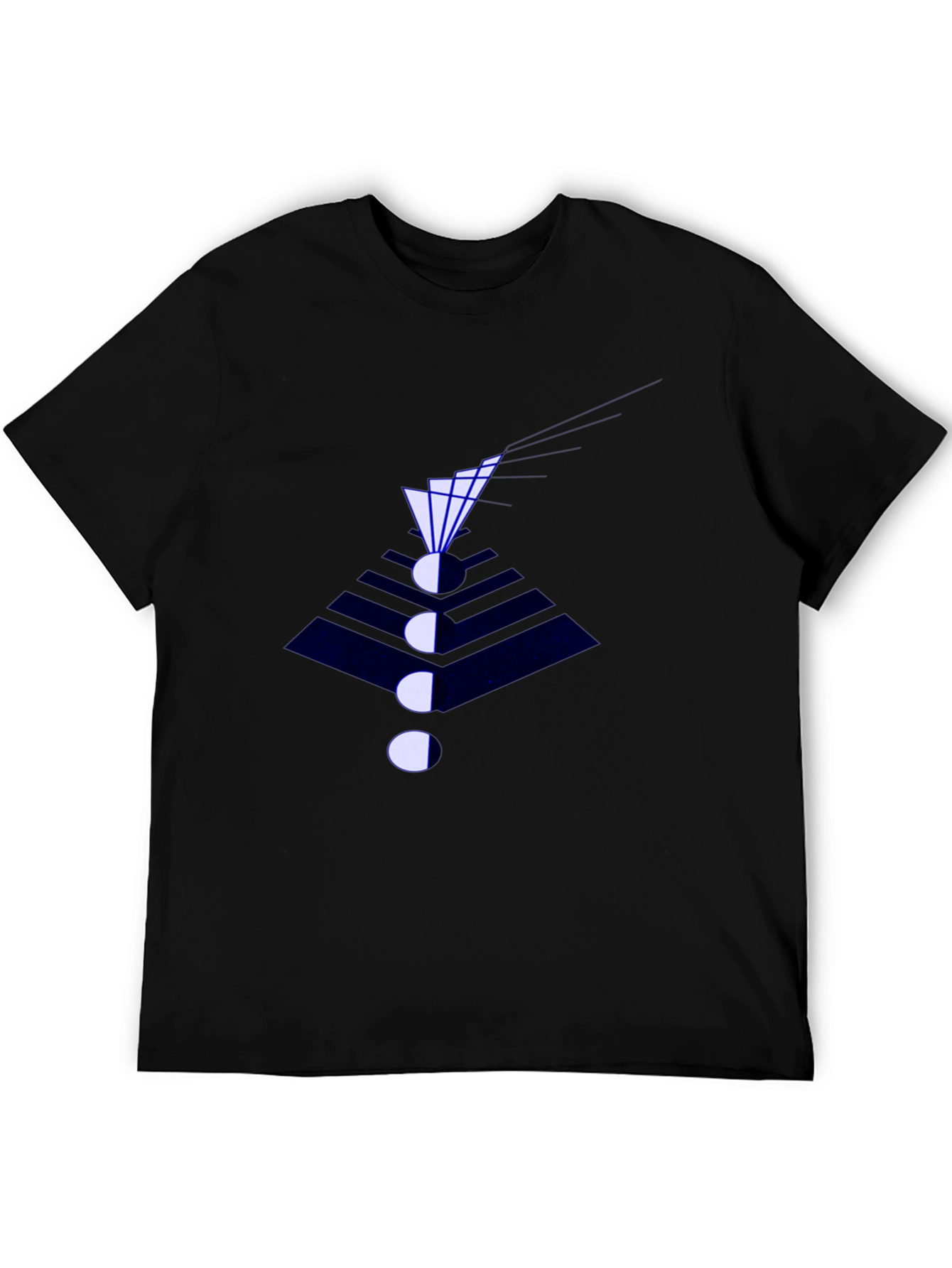 Abstract Geometric Graphic Print Black T-Shirt