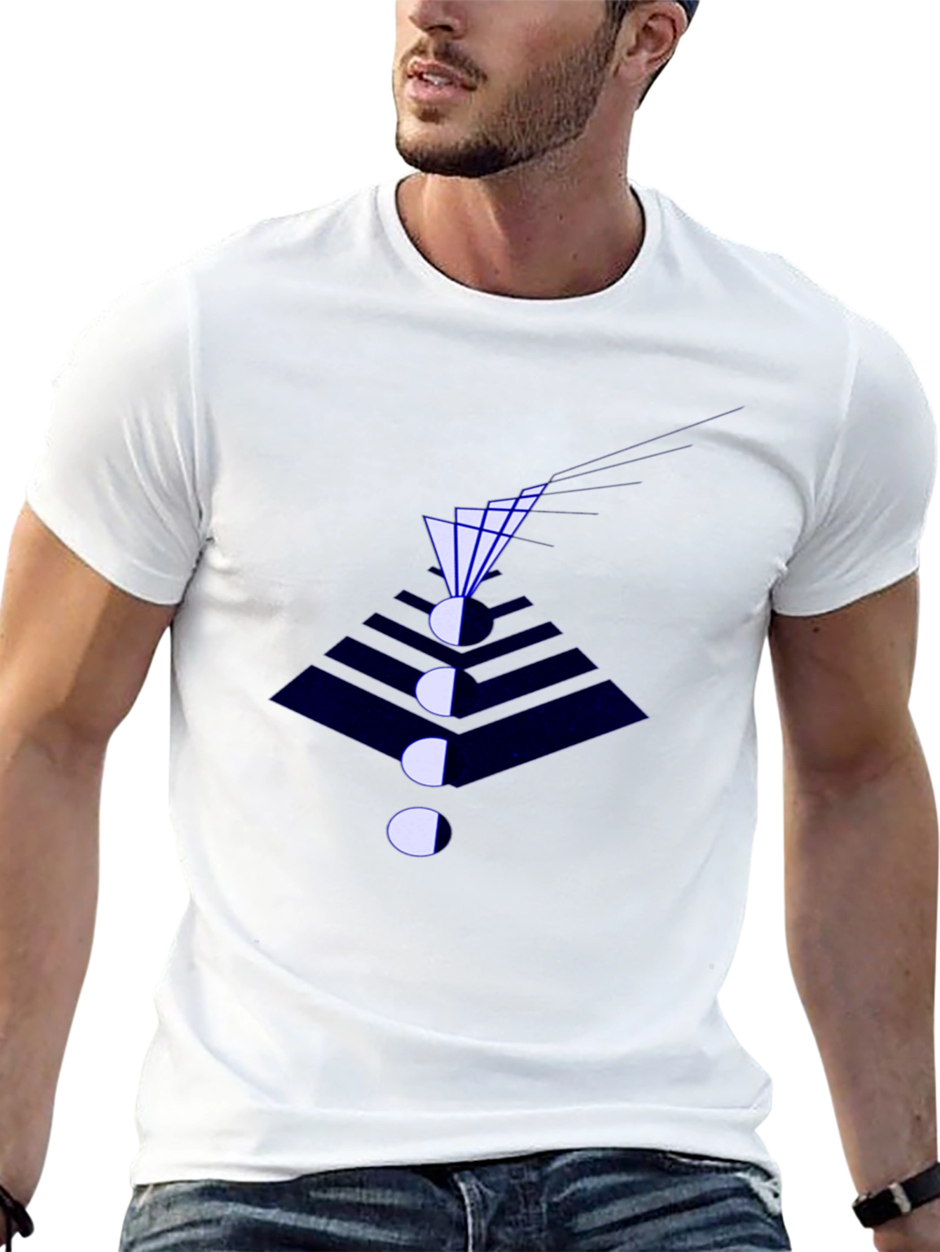 Abstract Geometric Graphic Print Black T-Shirt