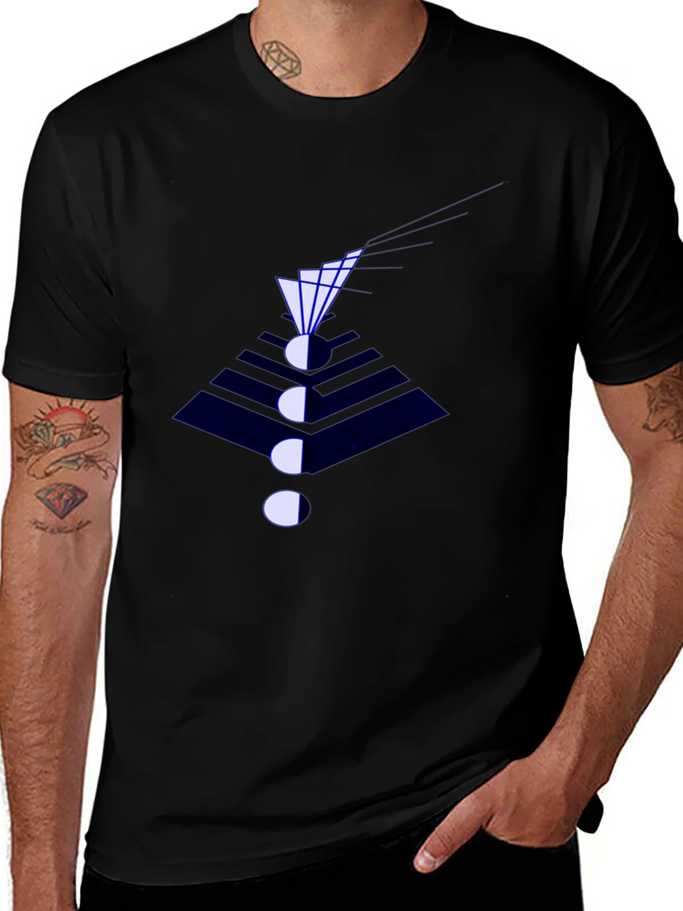 Abstract Geometric Graphic Print Black T-Shirt