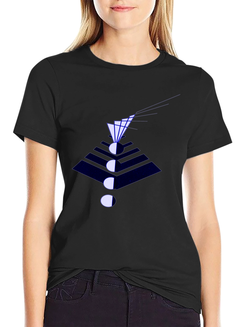 Abstract Geometric Graphic Print Black T-Shirt