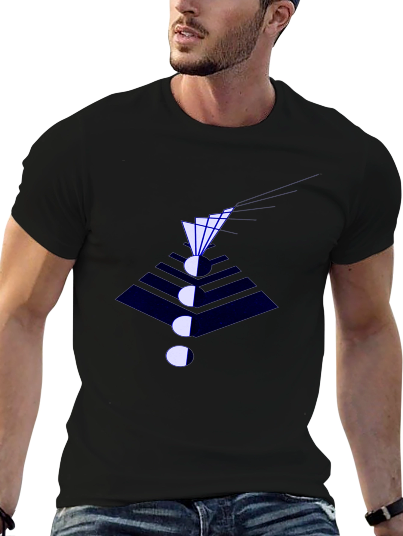 Abstract Geometric Graphic Print Black T-Shirt