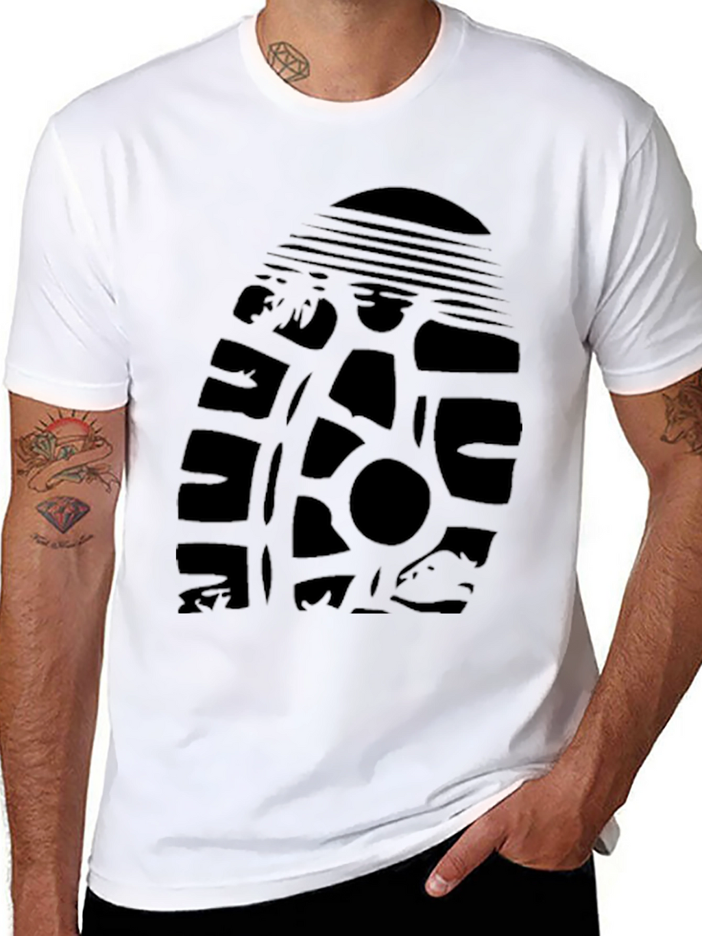Graphic Print Tee - Tire Track Design