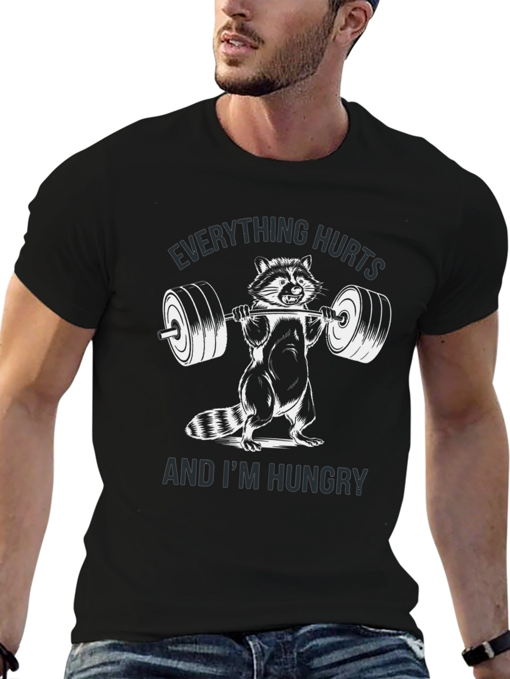 Funny Raccoon Workout Graphic T-Shirt