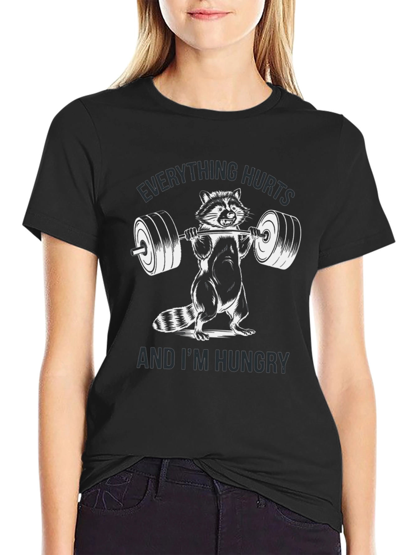 Funny Raccoon Workout Graphic T-Shirt