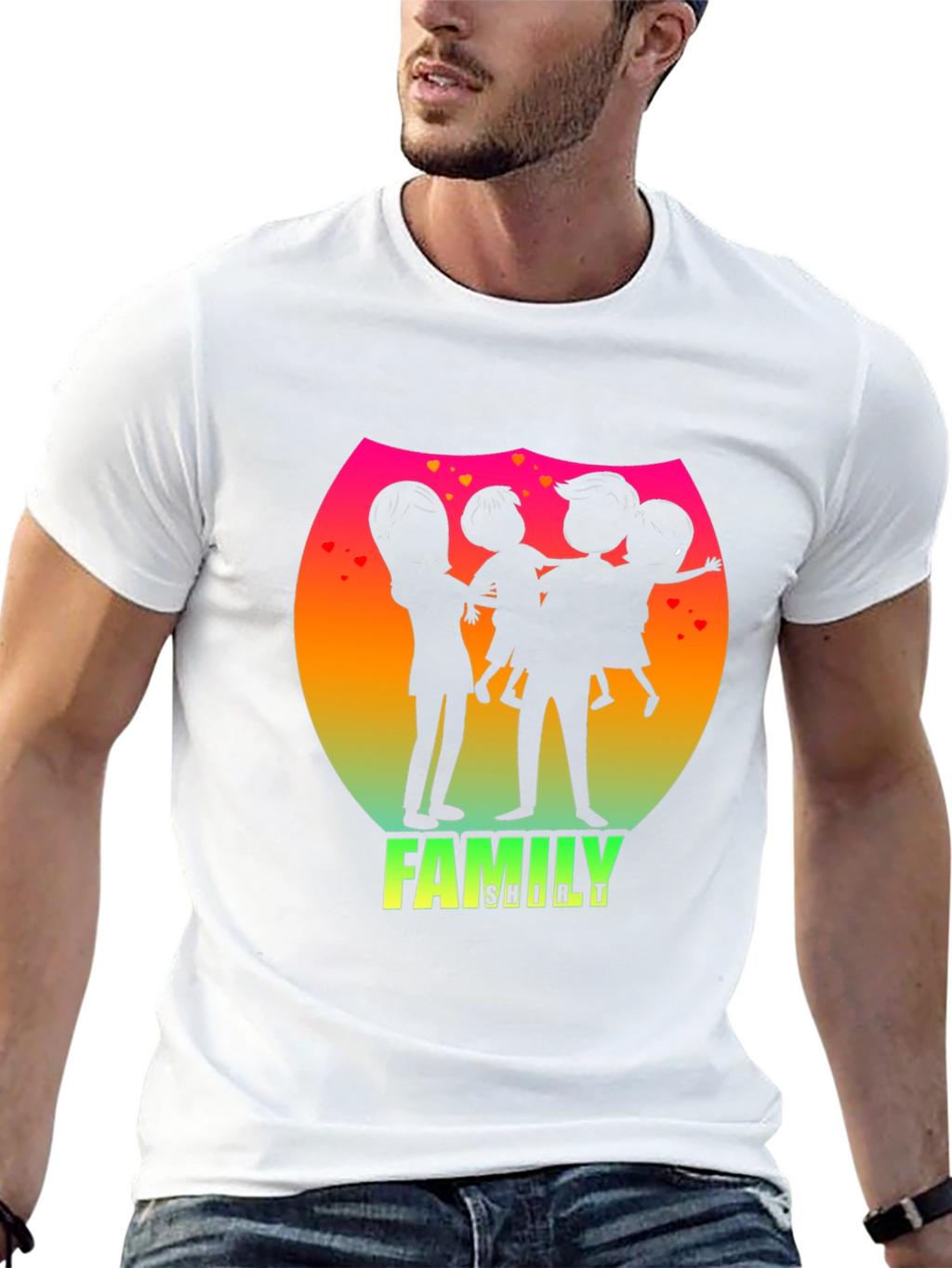 Family Silhouette Graphic Tee - Black