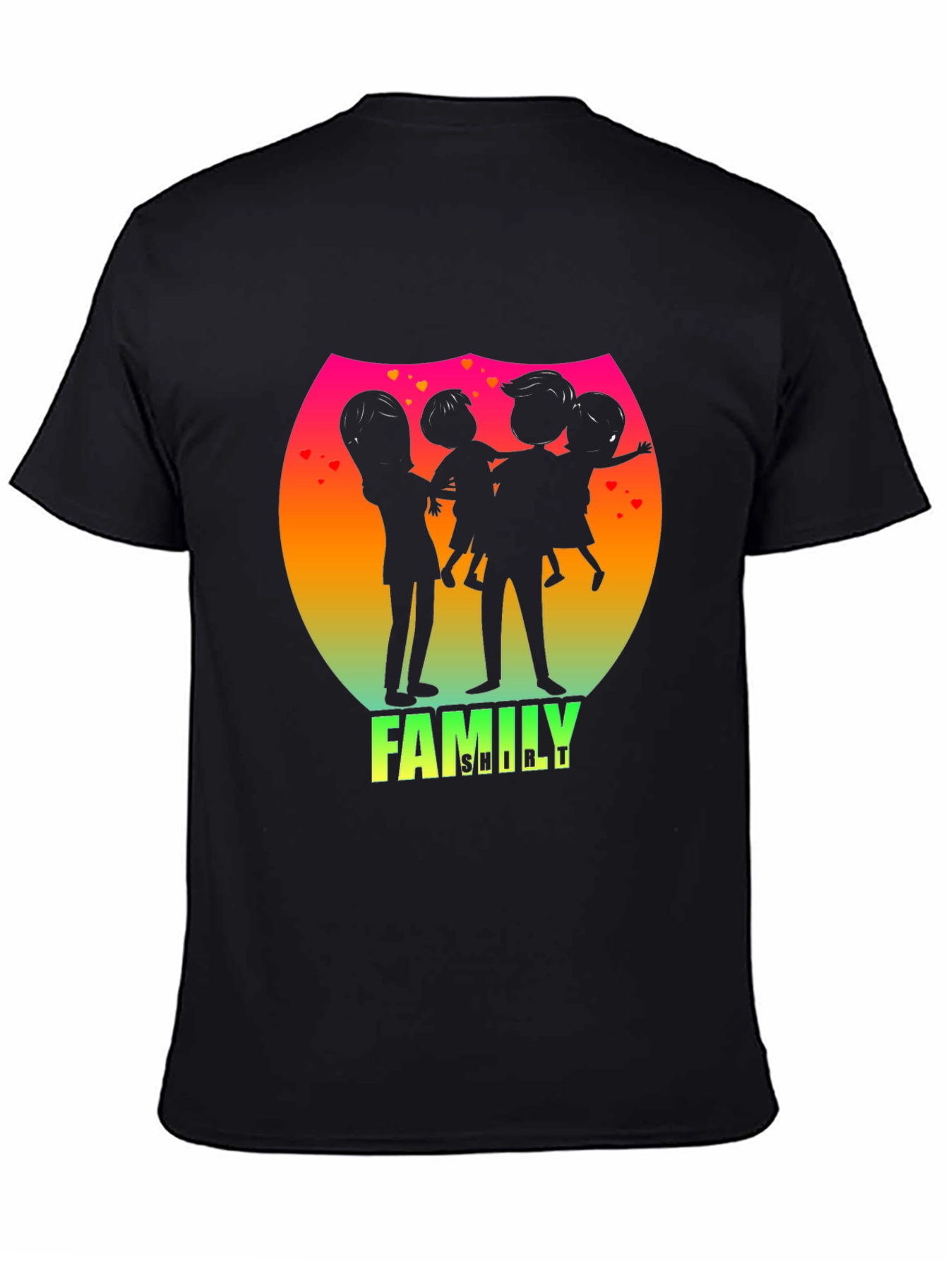 Family Silhouette Graphic Tee - Black