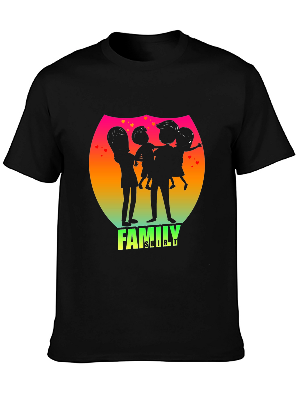 Family Silhouette Graphic Tee - Black