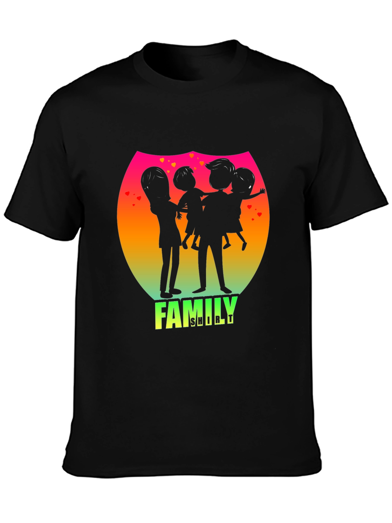 Family Silhouette Graphic Tee - Black