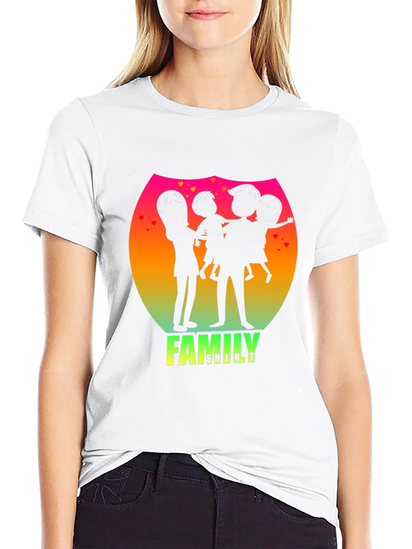 Family Silhouette Graphic Tee - Black
