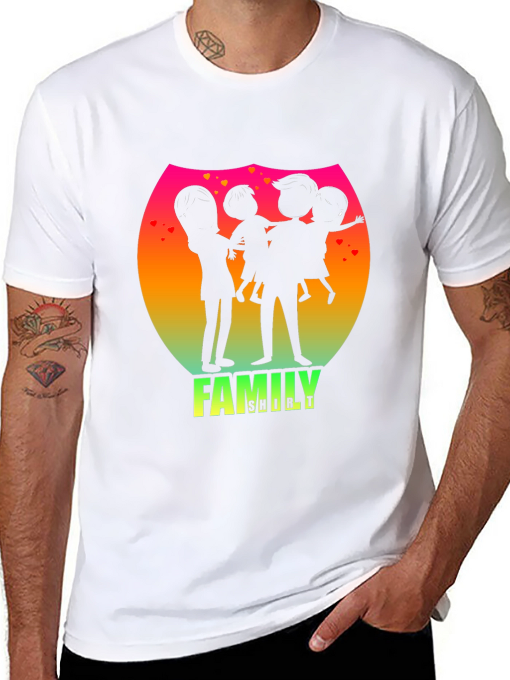 Family Silhouette Graphic Tee - Black