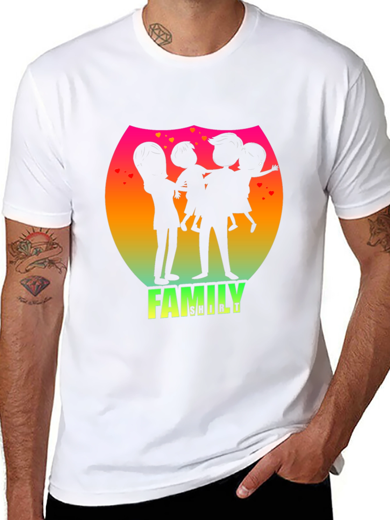 Family Silhouette Graphic Tee - Black