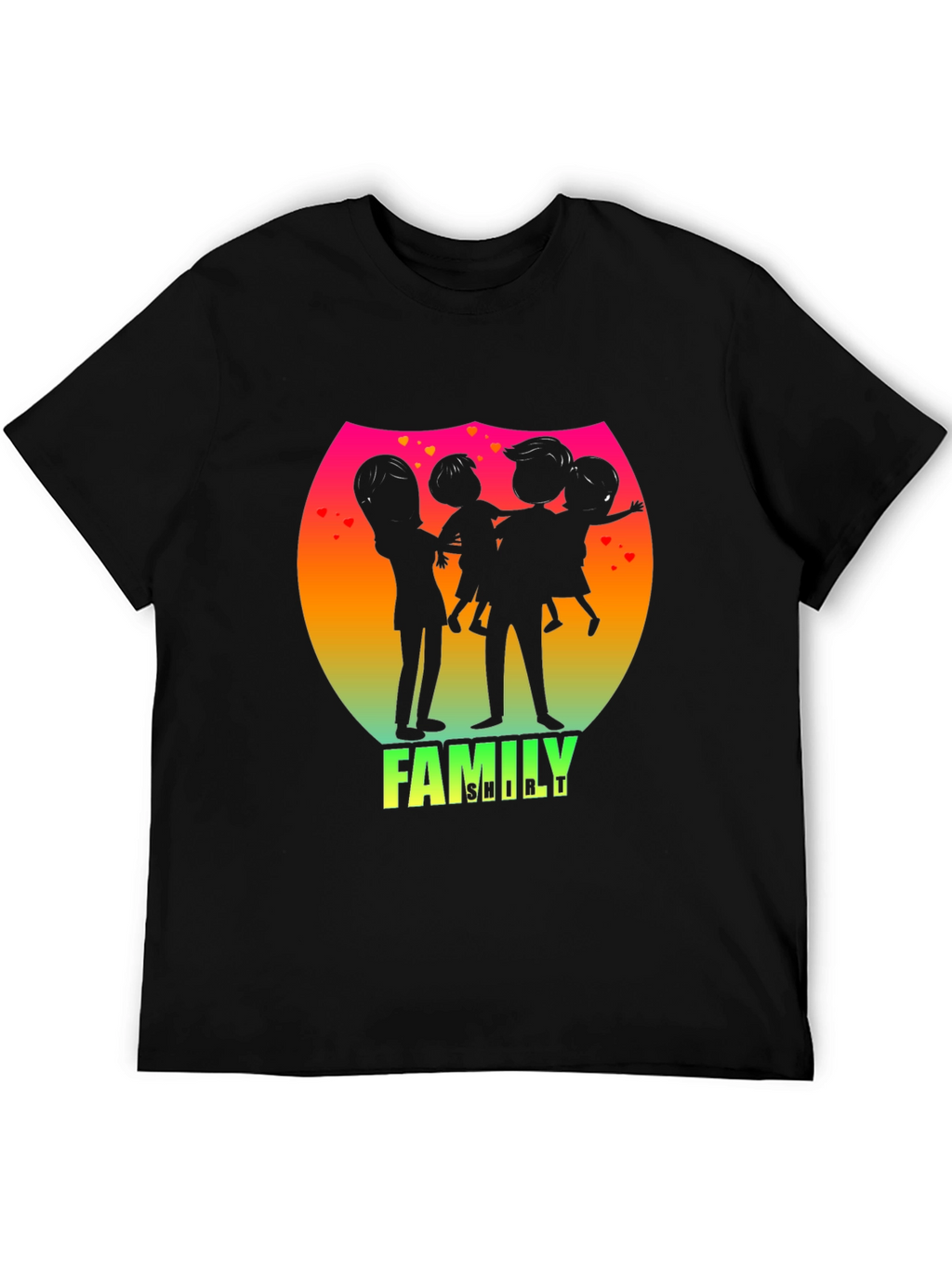 Family Silhouette Graphic Tee - Black