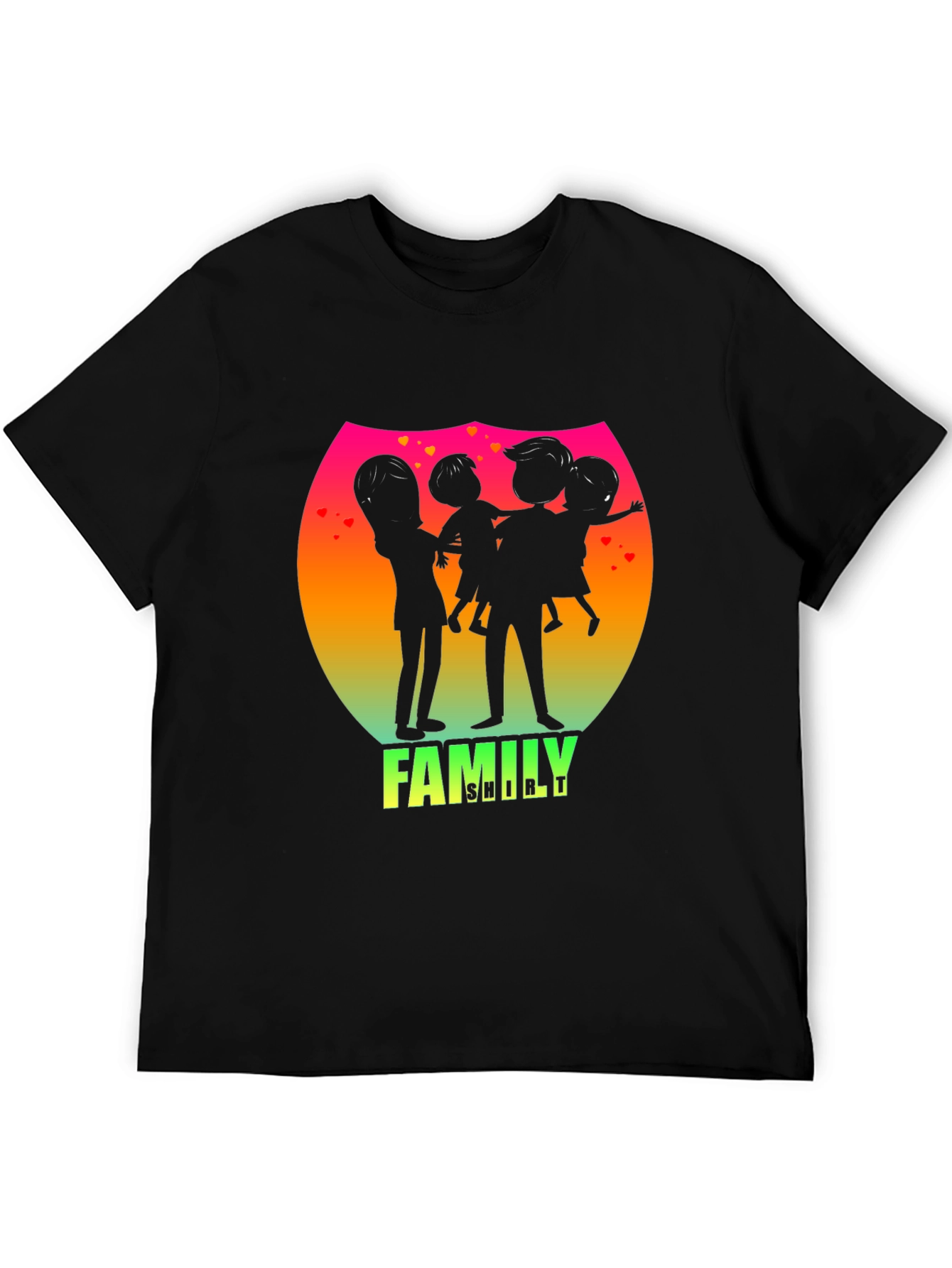 Family Silhouette Graphic Tee - Black