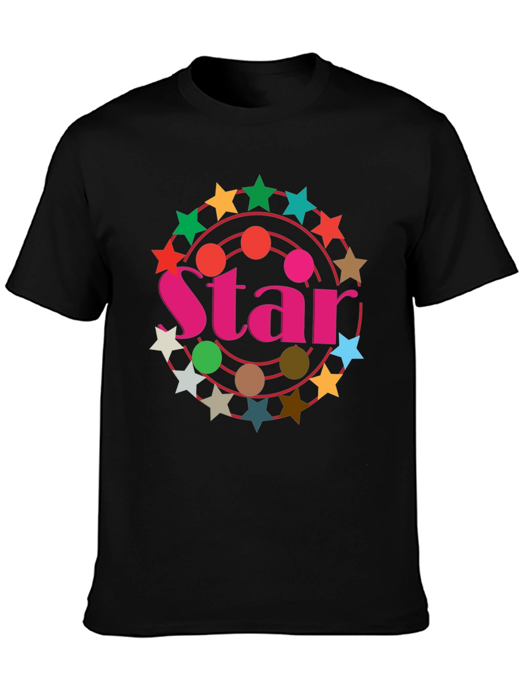 Star Circle Graphic Black T-Shirt