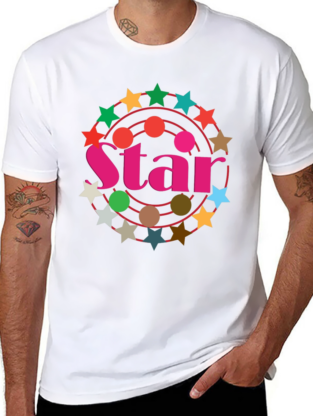 Star Circle Graphic Black T-Shirt