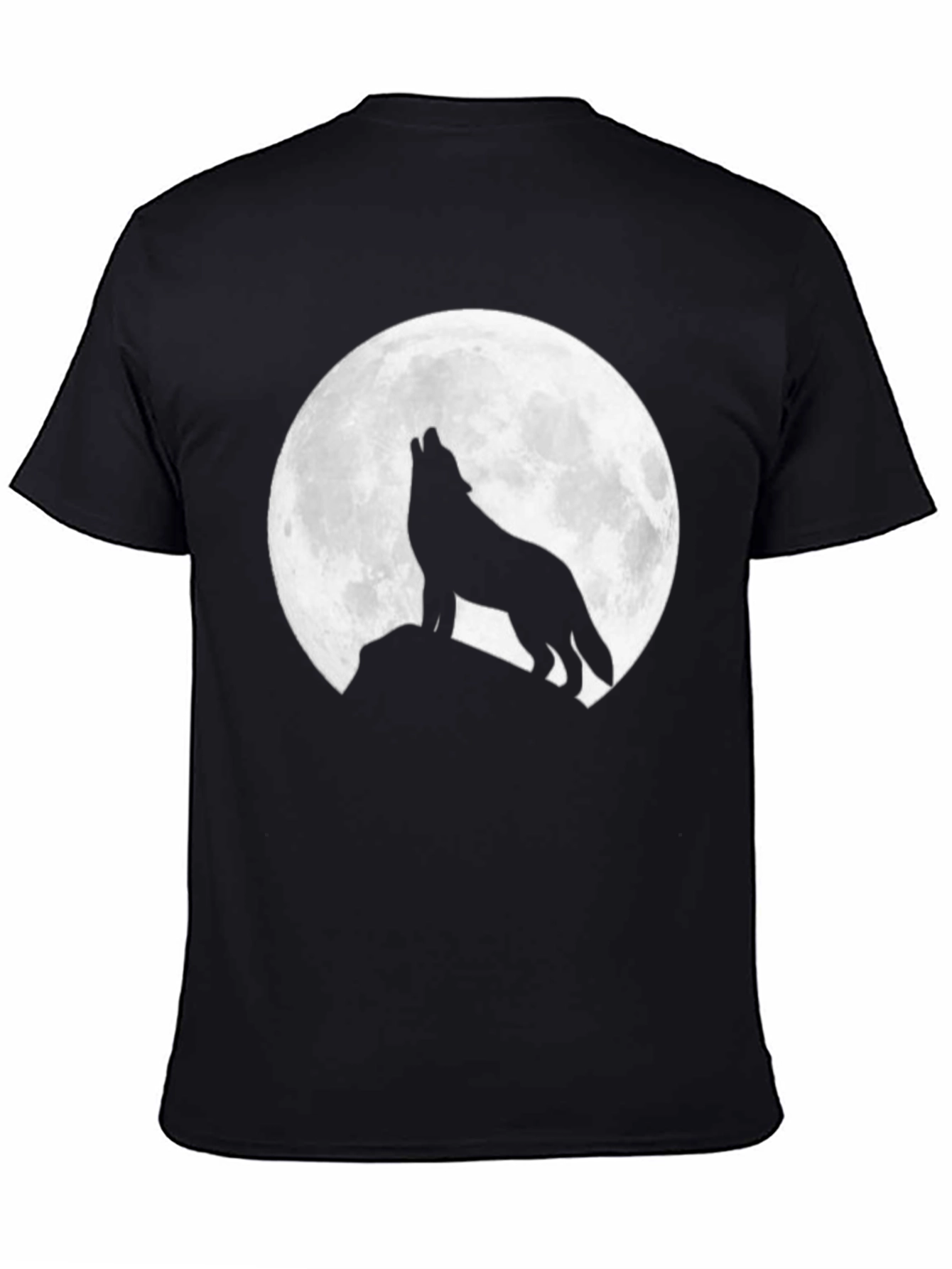 Wolf Moon Graphic Tee - Black Crew Neck T-Shirt