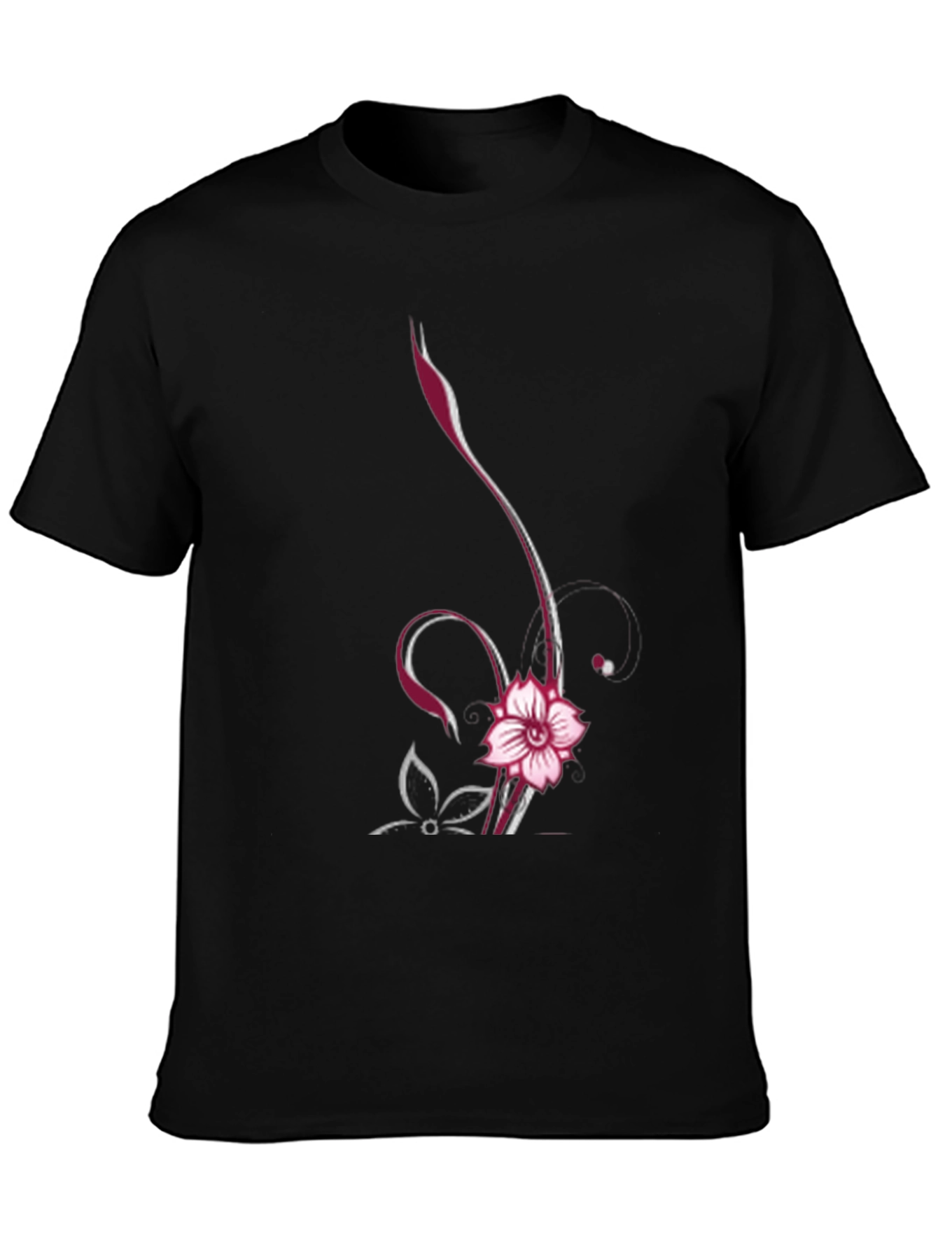 Floral Vine Graphic Black Tee
