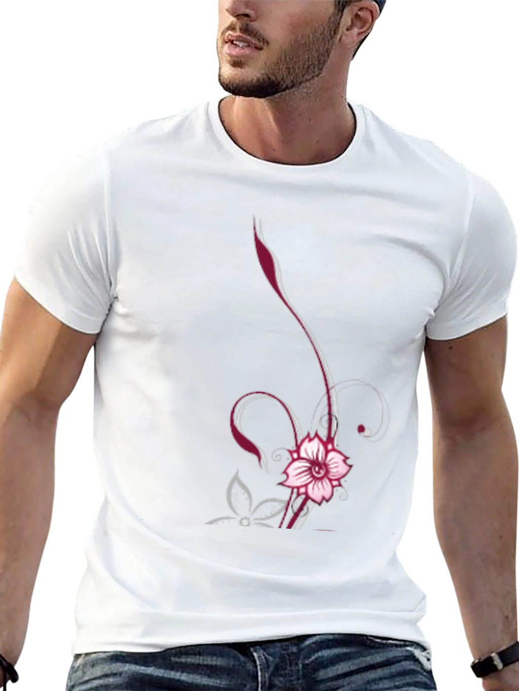 Floral Vine Graphic Black Tee