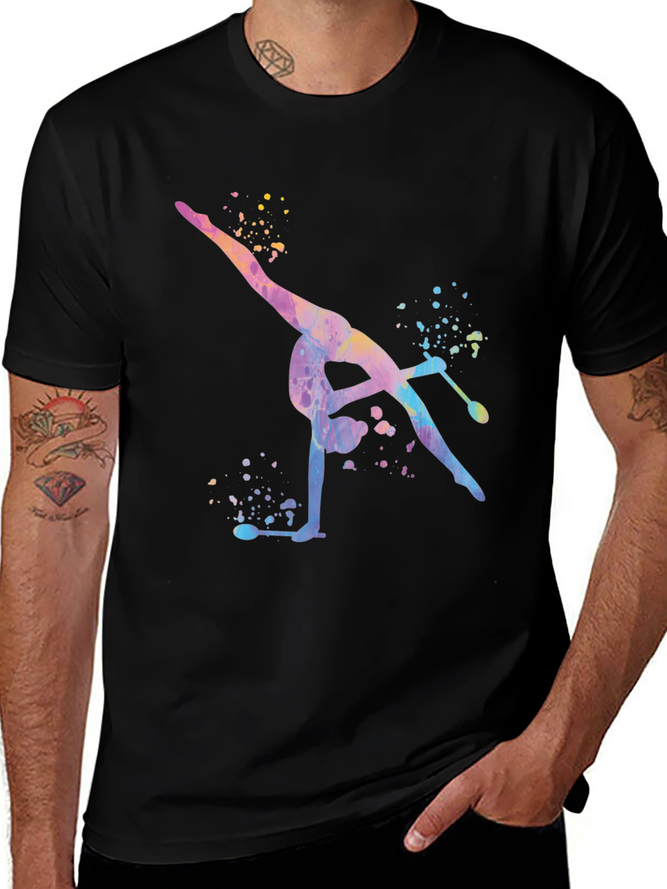 Rhythmic Gymnast Watercolor Black T-Shirt