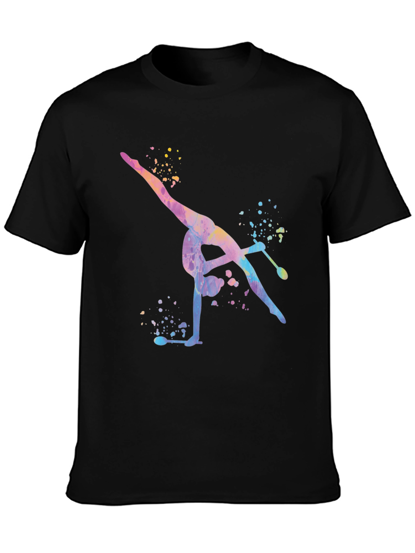 Rhythmic Gymnast Watercolor Black T-Shirt