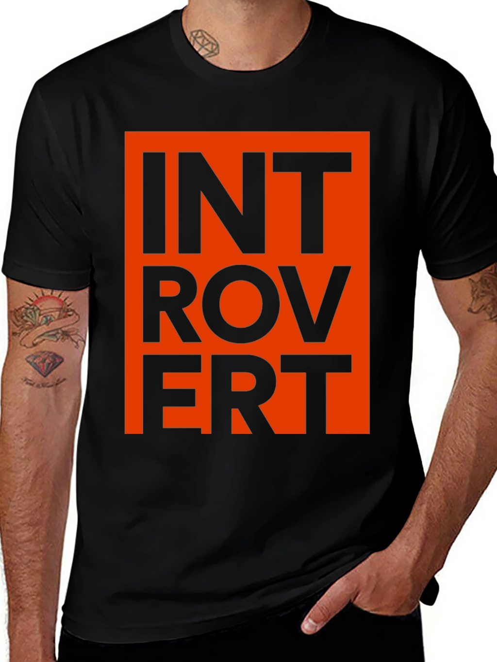 Introvert Graphic Tee - Black T-Shirt with Bold Design