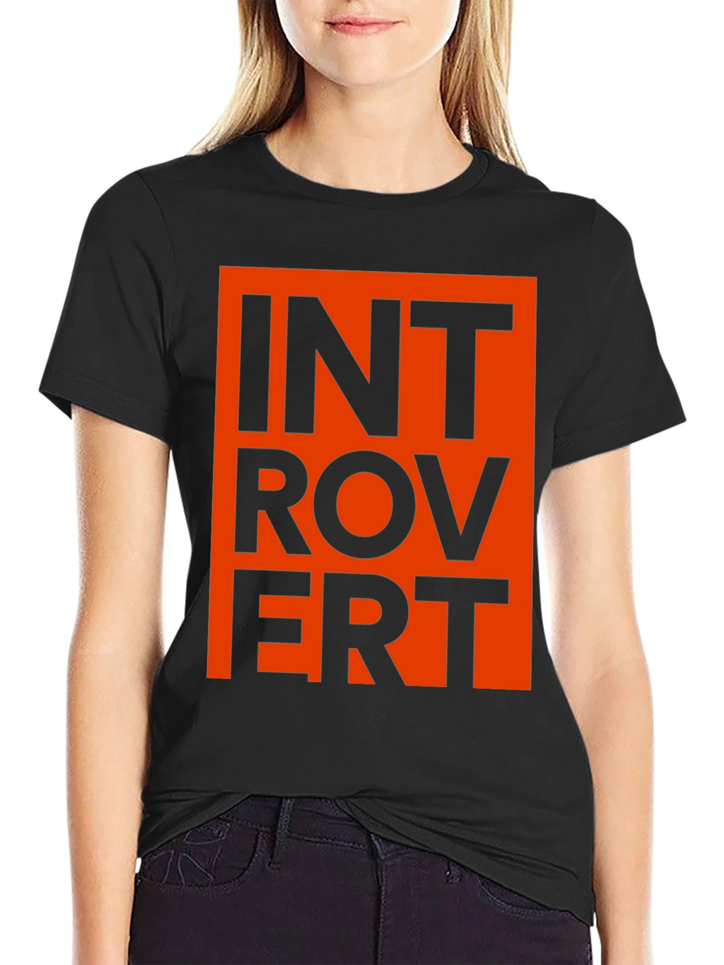 Introvert Graphic Tee - Black T-Shirt with Bold Design